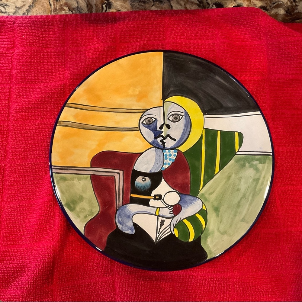 Hand painted Mexican pottery plate